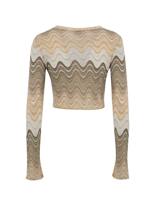 T-shirt cropped Siviglia in maglia raschel Beige Mc2 Saint Barth | SIVIGLIA00187H RACHEL SEA WAVE 11